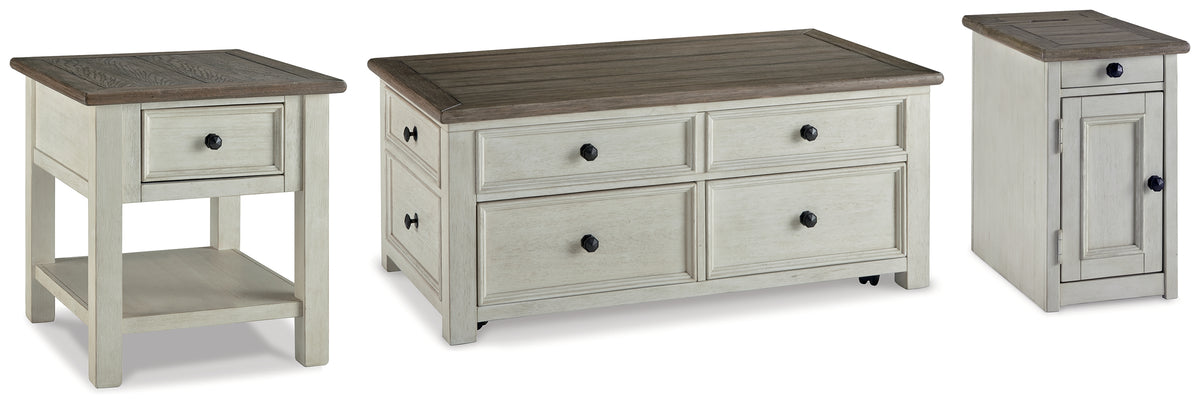 Best Deals Furniture - Ashley Furniture - Bolanburg Coffee Table with End Table and Chairside End Table - Coffee Table with End Table and Chairside End Table / Two-tone - T637T1