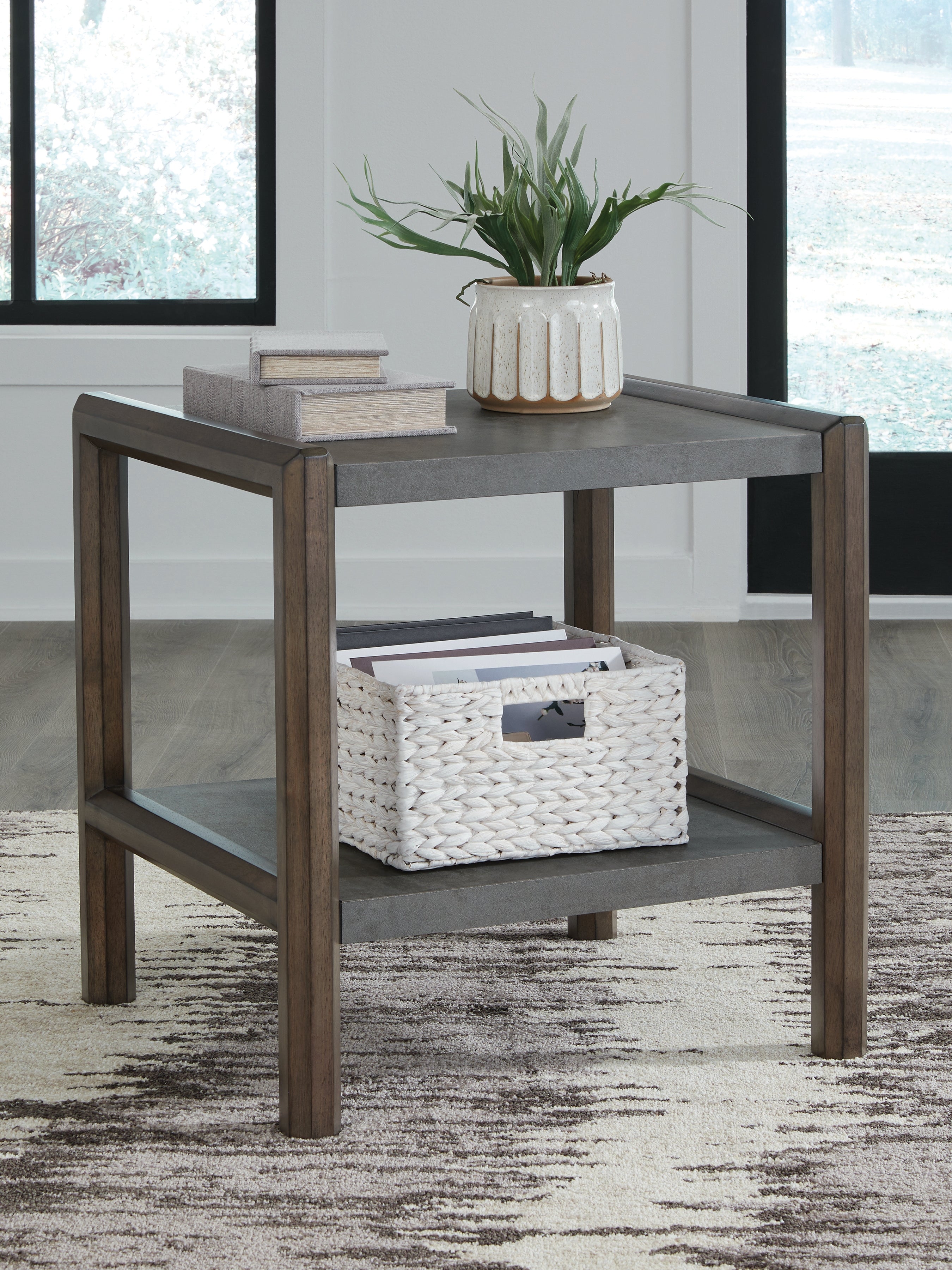 Best Deals Furniture - Ashley Furniture - Kallenny End Table - Rectangular End Table / Brown/Gray - T669-3