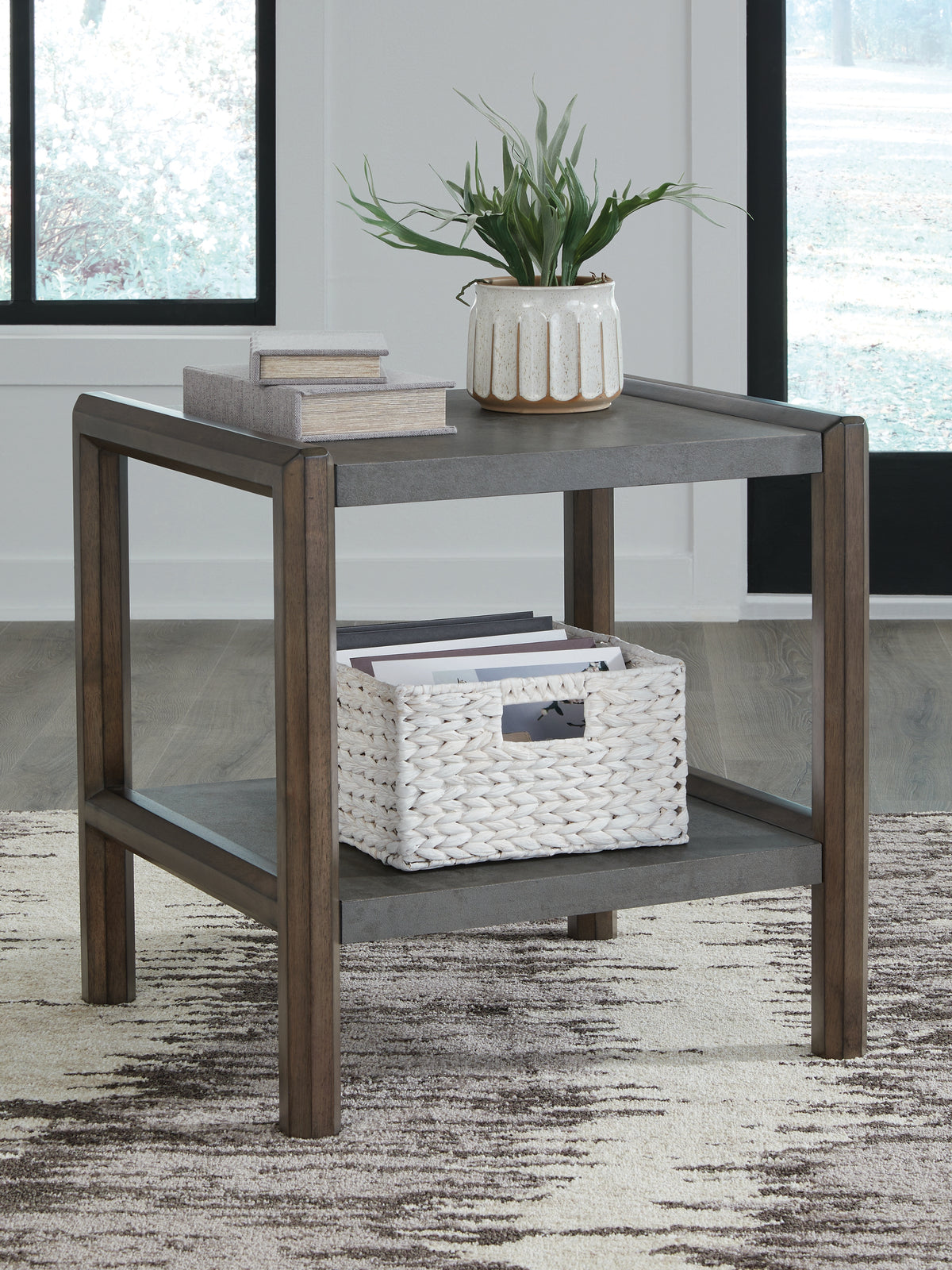 Best Deals Furniture - Ashley Furniture - Kallenny End Table - Rectangular End Table / Brown/Gray - T669-3