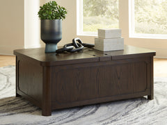 Best Deals Furniture - Ashley Furniture - Breckington Coffee Table With Storage - Cocktail Table with Storage / Dark Brown - T678-20