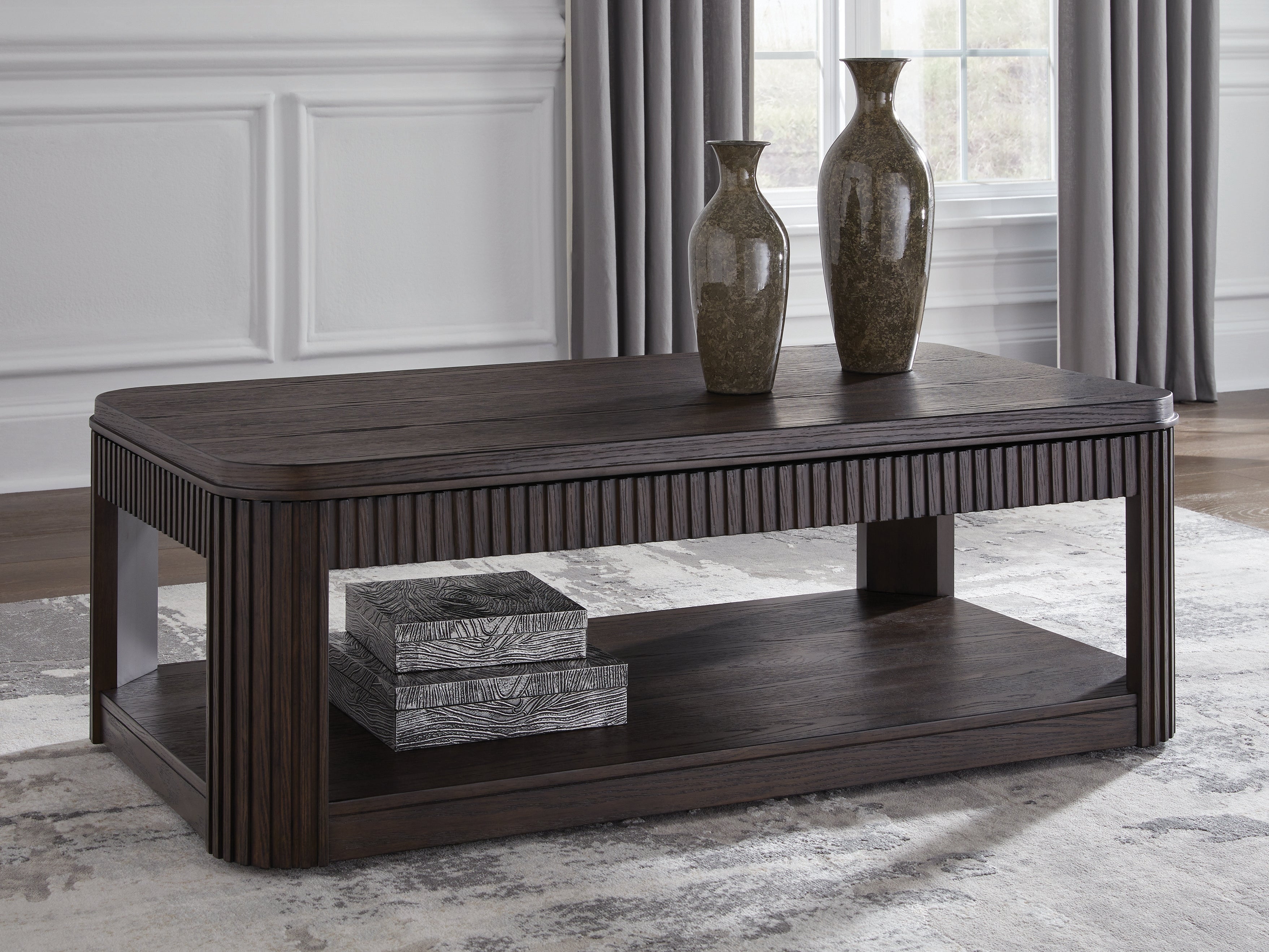 Best Deals Furniture - Ashley Furniture - Carlibrie Lift-Top Coffee Table - Lift Top Cocktail Table / Warm Brown - T700-9