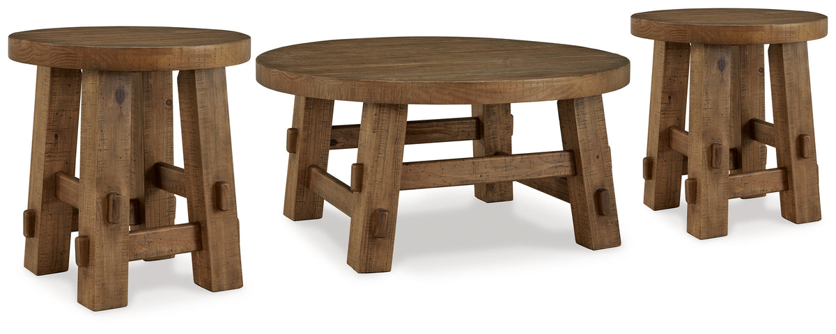 Best Deals Furniture - Ashley Furniture - Mackifeld Coffee Table and 2 End Tables - Coffee Table and 2 End Tables / Warm Brown - T724T1