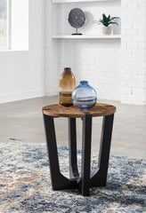 Best Deals Furniture - Ashley Furniture - Hanneforth End Table - Round End Table / Brown/Black - T726-6