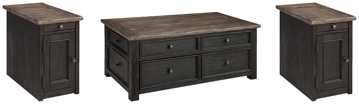 Best Deals Furniture - Ashley Furniture - Tyler Creek Coffee Table and 2 Chairside End Tables - Coffee Table and 2 Chairside End Tables / Grayish Brown/Black - T736T1