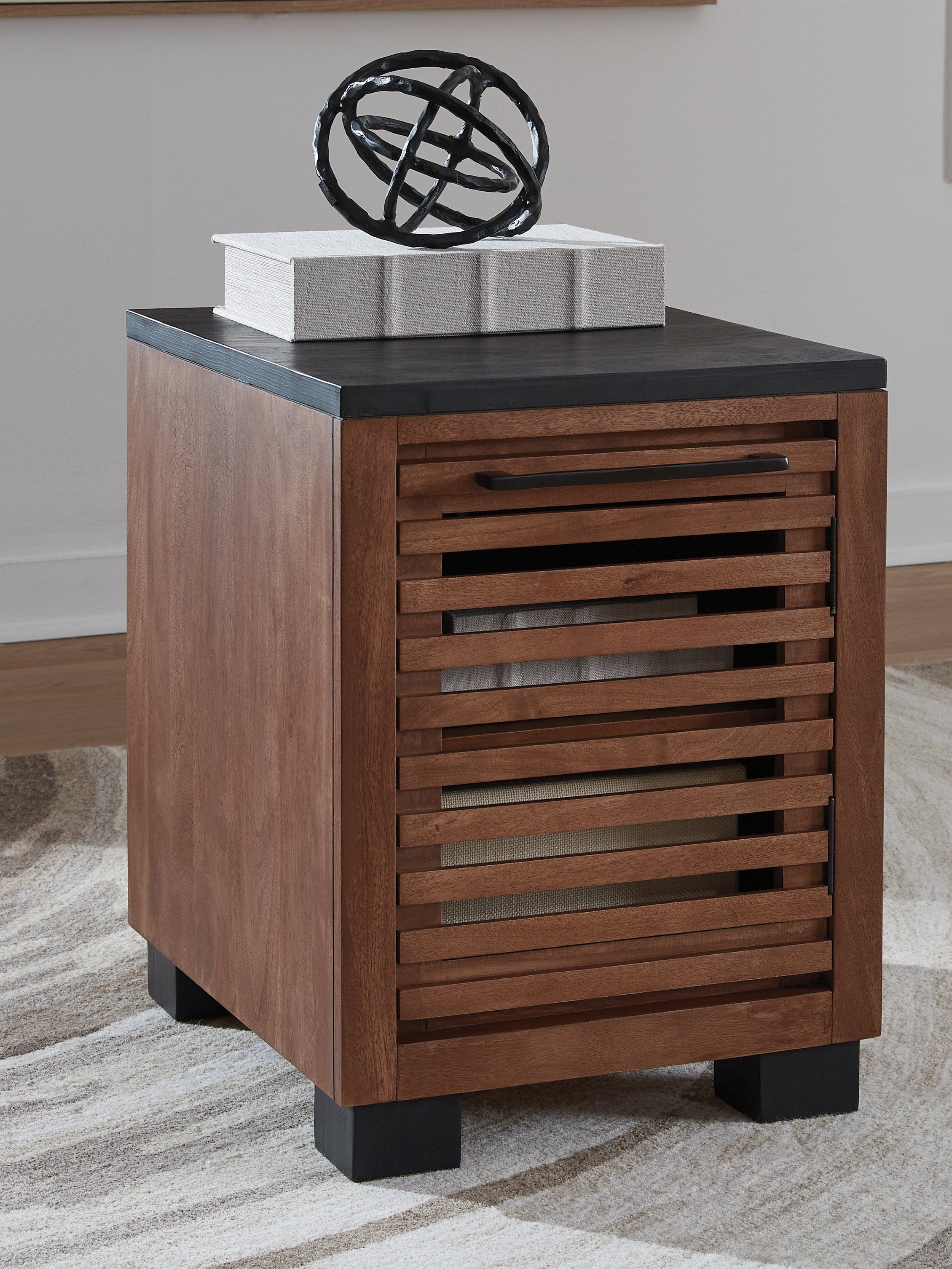Best Deals Furniture - Ashley Furniture - Kallari Chairside End Table - Chair Side End Table / Warm Brown/Black - T737-7
