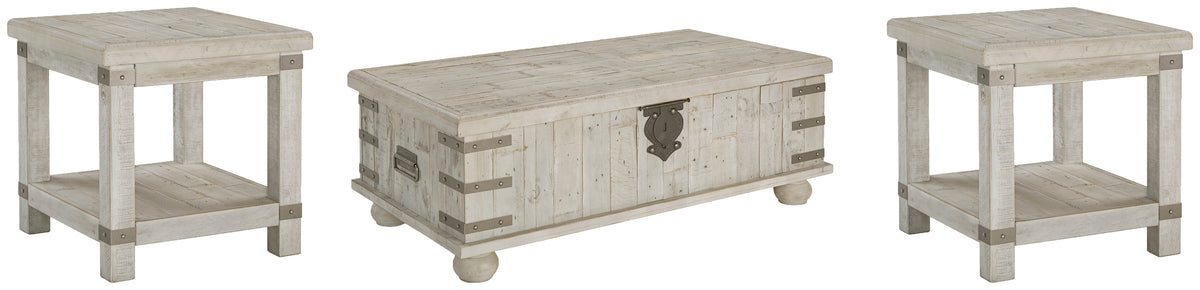 Best Deals Furniture - Ashley Furniture - Carynhurst Coffee Table and 2 End Tables - Coffee Table and 2 End Tables / White Wash Gray - T757T1