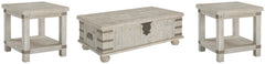 Best Deals Furniture - Ashley Furniture - Carynhurst Coffee Table and 2 End Tables - Coffee Table and 2 End Tables / White Wash Gray - T757T1