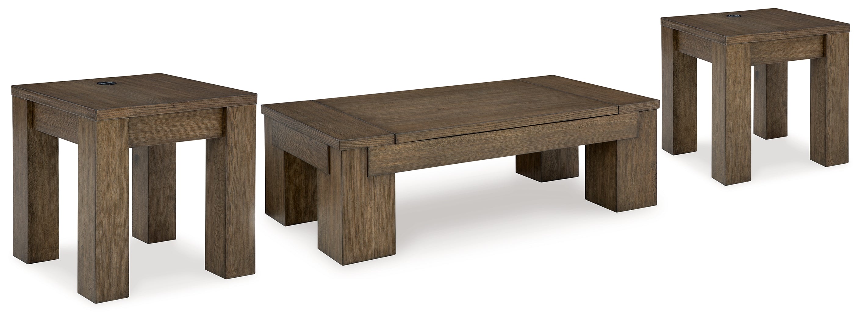 Best Deals Furniture - Ashley Furniture - Rosswain Lift-top Coffee Table and 2 End Tables - Lift-top Coffee Table and 2 End Tables - T763T1
