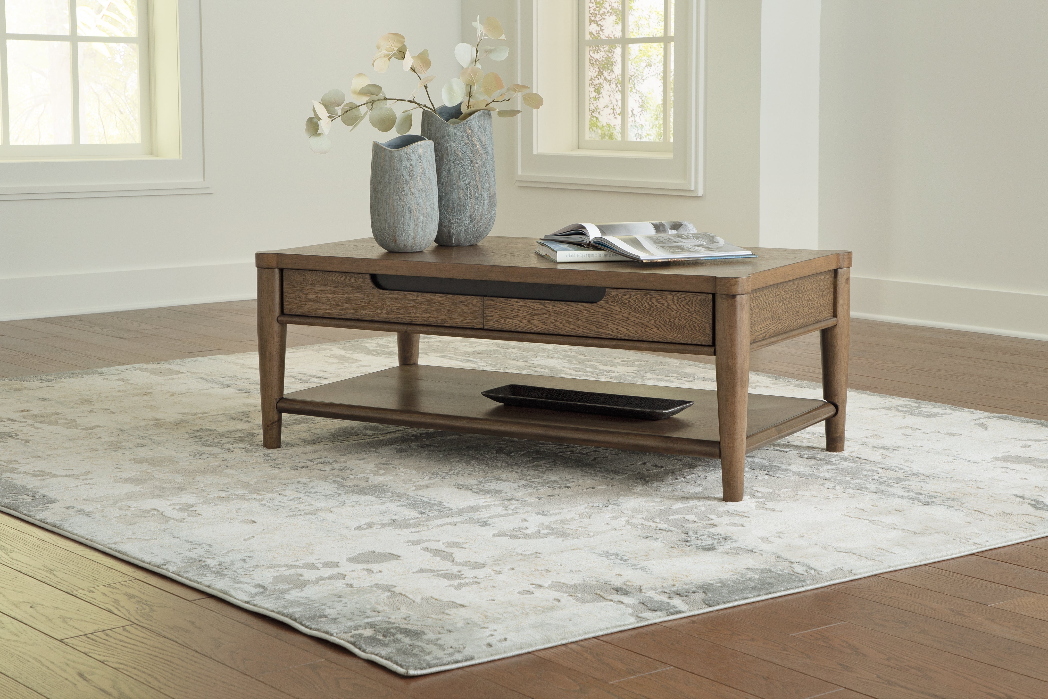 Best Deals Furniture - Ashley Furniture - Roanhowe Coffee Table - Rectangular Cocktail Table / Brown - T769-1