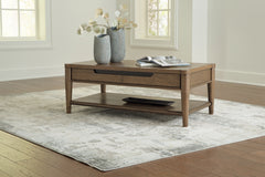 Best Deals Furniture - Ashley Furniture - Roanhowe Coffee Table - Rectangular Cocktail Table / Brown - T769-1