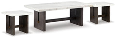 Best Deals Furniture - Ashley Furniture - Burkhaus Coffee Table and 2 Ends - Coffee Table and 2 Ends / White/Dark Brown - T779T1