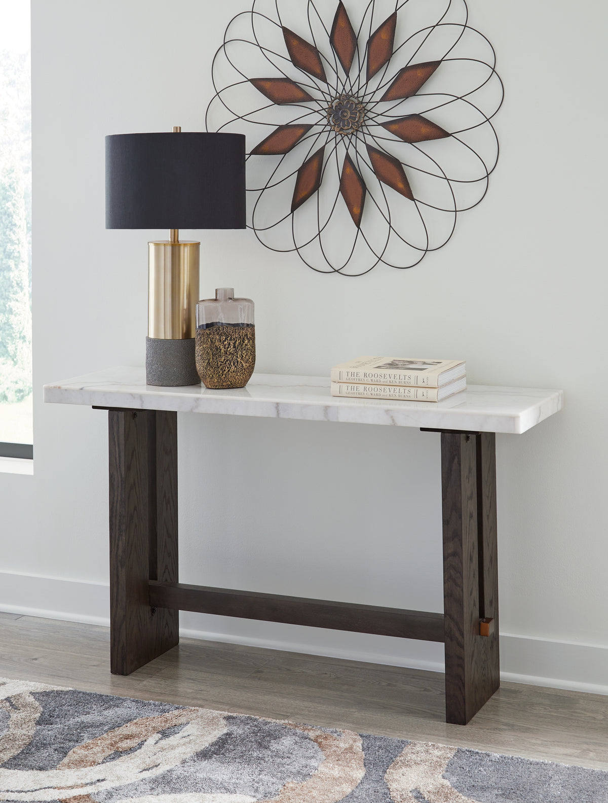 Best Deals Furniture - Ashley Furniture - Burkhaus Sofa Table - Sofa Table / White/Dark Brown - T779-4