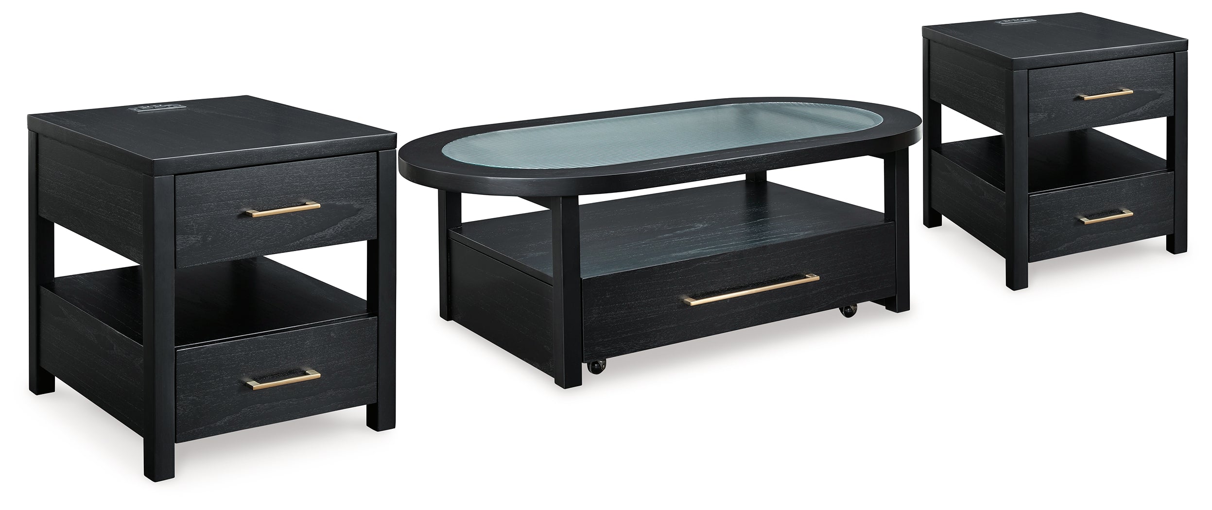 Best Deals Furniture - Ashley Furniture - Winbardi Coffee Table and 2 End Tables - Coffee Table and 2 End Tables / Black - T786T1