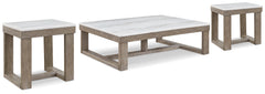 Best Deals Furniture - Ashley Furniture - Loyaska Coffee Table and 2 End Tables - Coffee Table and 2 End Tables / Brown/Ivory - T789T1