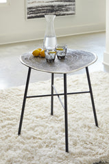 Best Deals Furniture - Ashley Furniture - Laverford End Table - Round End Table / Chrome/Black - T836-6
