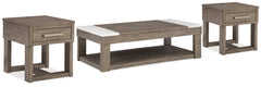 Best Deals Furniture - Ashley Furniture - Loyaska Lift-top Coffee Table and 2 End Tables - Lift-top Coffee Table and 2 End Tables / Grayish Brown/White - T854T1