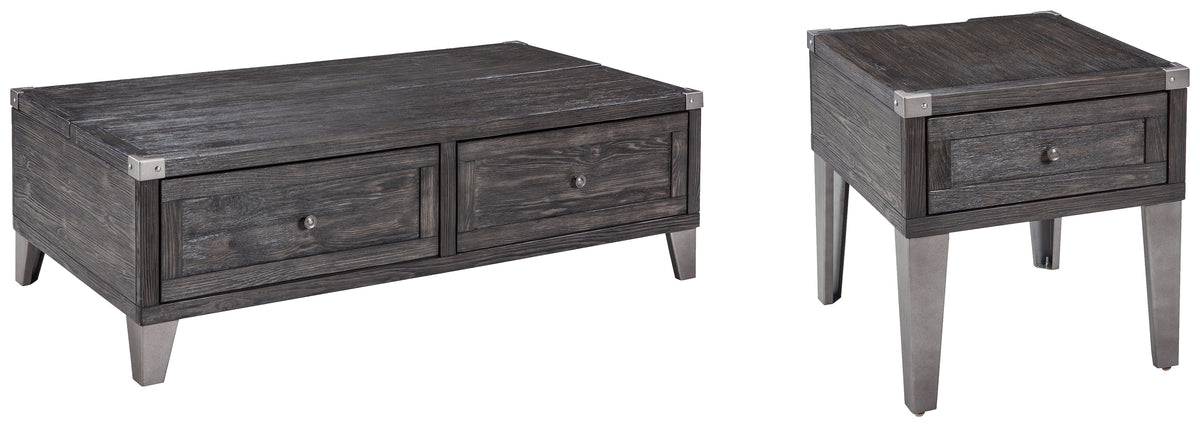 Best Deals Furniture - Ashley Furniture - Todoe Coffee Table and End Table - Coffee Table and End Table / Dark Gray - T901T1