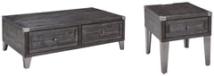 Best Deals Furniture - Ashley Furniture - Todoe Coffee Table and End Table - Coffee Table and End Table / Dark Gray - T901T1