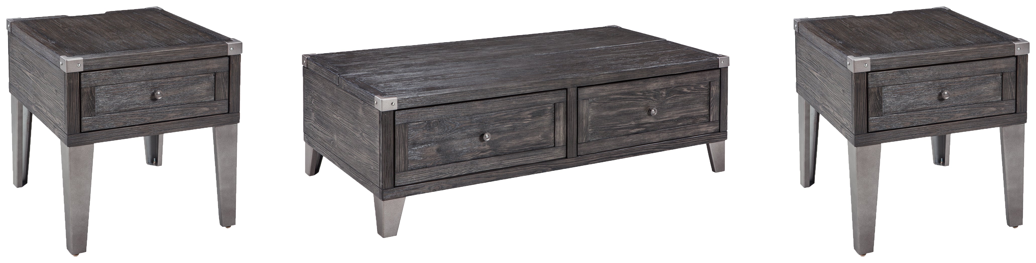 Best Deals Furniture - Ashley Furniture - Todoe Coffee Table and 2 End Tables - Coffee Table and 2 End Tables / Dark Gray - T901T2