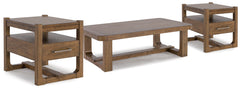 Best Deals Furniture - Ashley Furniture - Cabalynn Coffee Table and 2 End Tables - Coffee Table and 2 End Tables / Light Brown - T974T1