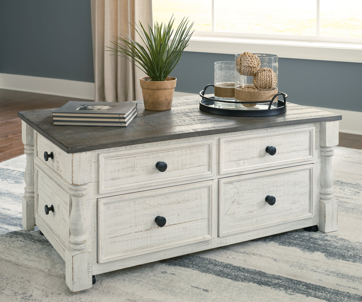 Best Deals Furniture - Ashley Furniture - Havalance Lift-Top Coffee Table - Lift Top Cocktail Table / White/Gray - T994-20
