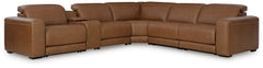 Best Deals Furniture - Ashley Furniture - Magic Man 6-Piece Power Reclining Sectional with Console - 6-Piece Power Reclining Sectional with Console / Caramel - PCU10700S8