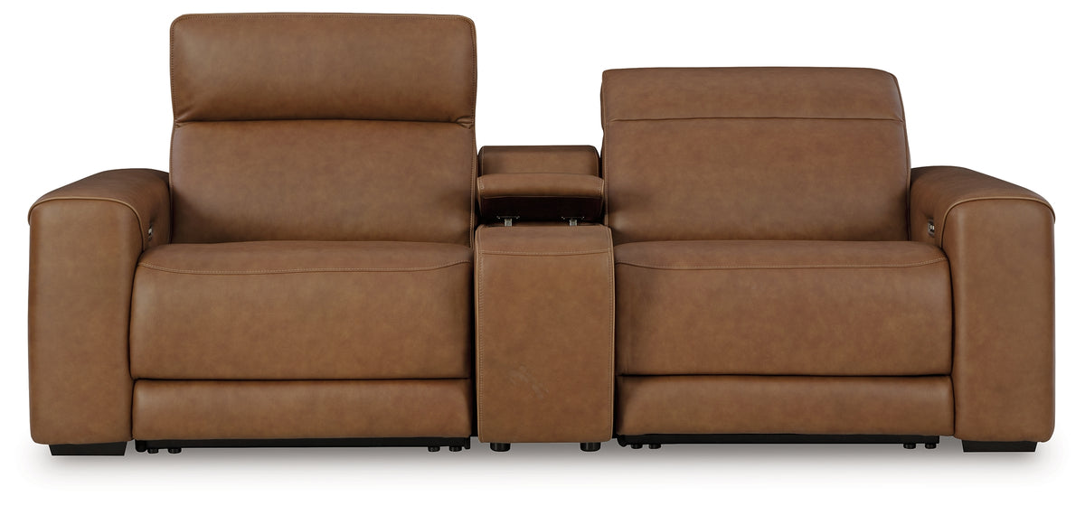 Best Deals Furniture - Ashley Furniture - Magic Man 2-Piece Power Reclining Sectional Loveseat with Console - 2-Piece Power Reclining Sectional Loveseat with Console / Caramel - PCU10700S3