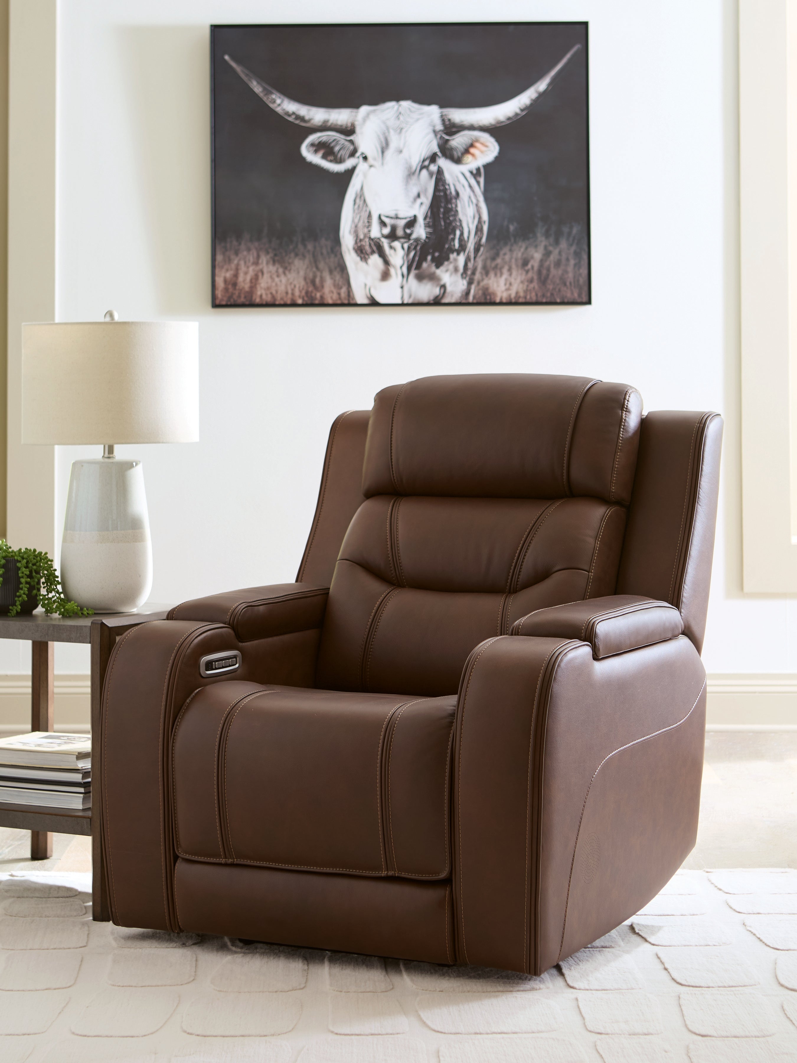 Best Deals Furniture - Ashley Furniture - Knightington Living Room - Power Recliner w/Audio Seating / Brown - PCU1160213A