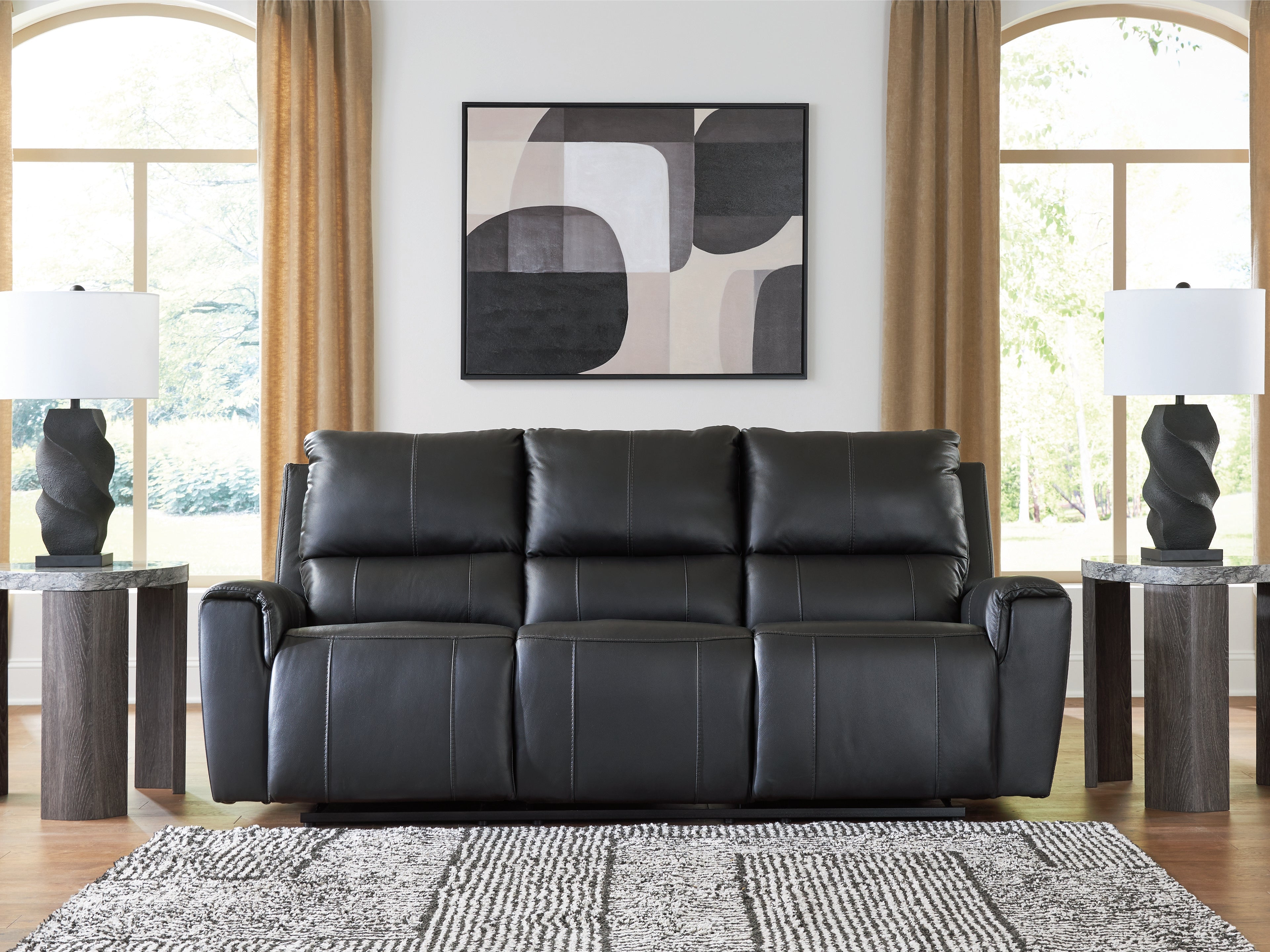 Best Deals Furniture - Ashley Furniture - Glossmore Living Room - Reclining Sofa / Black - PCU1170088
