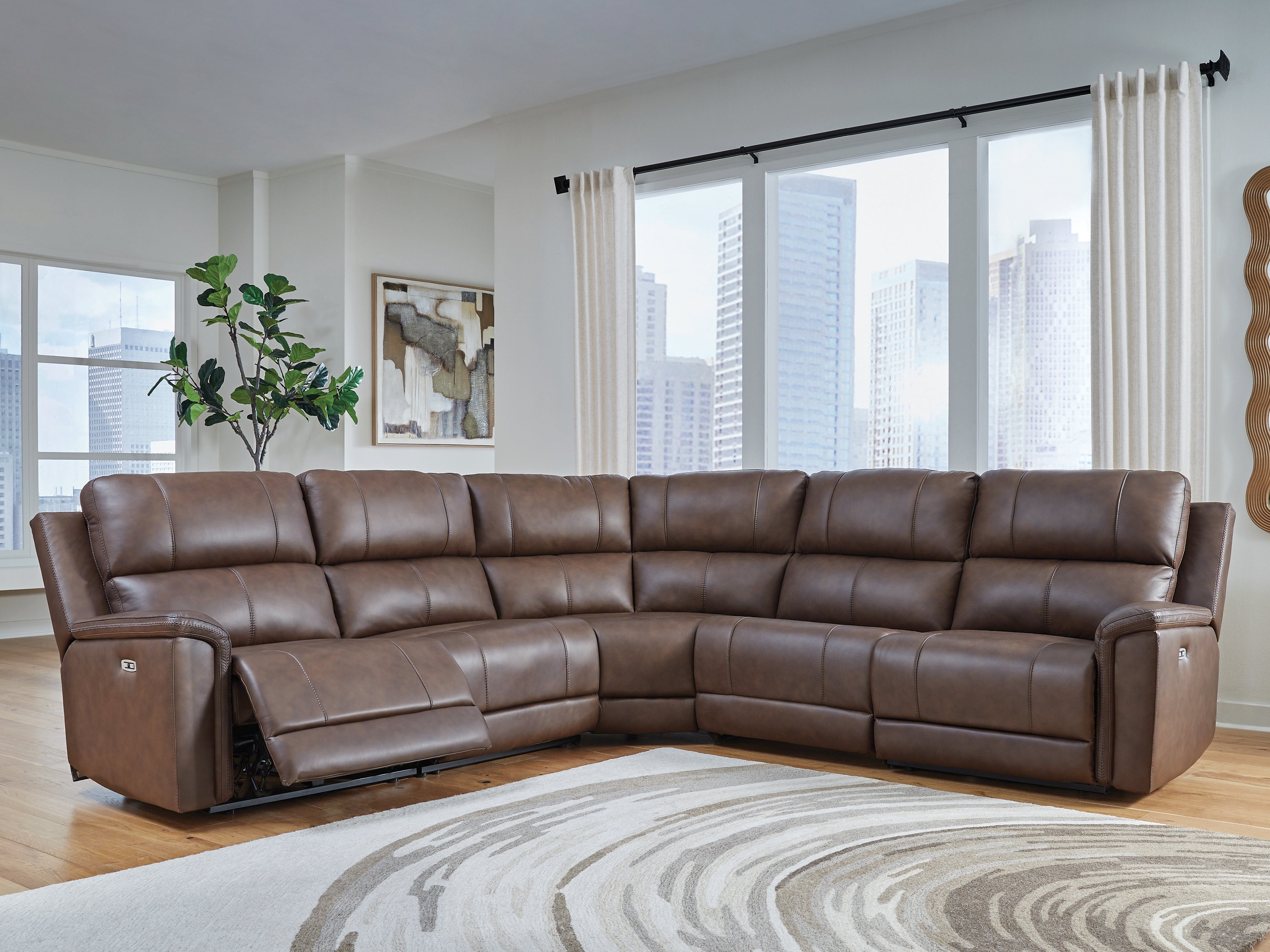 Best Deals Furniture - Ashley Furniture - Bleckley Sectional - 5-Piece Power Reclining Sectional / Espresso - PCU12001S4
