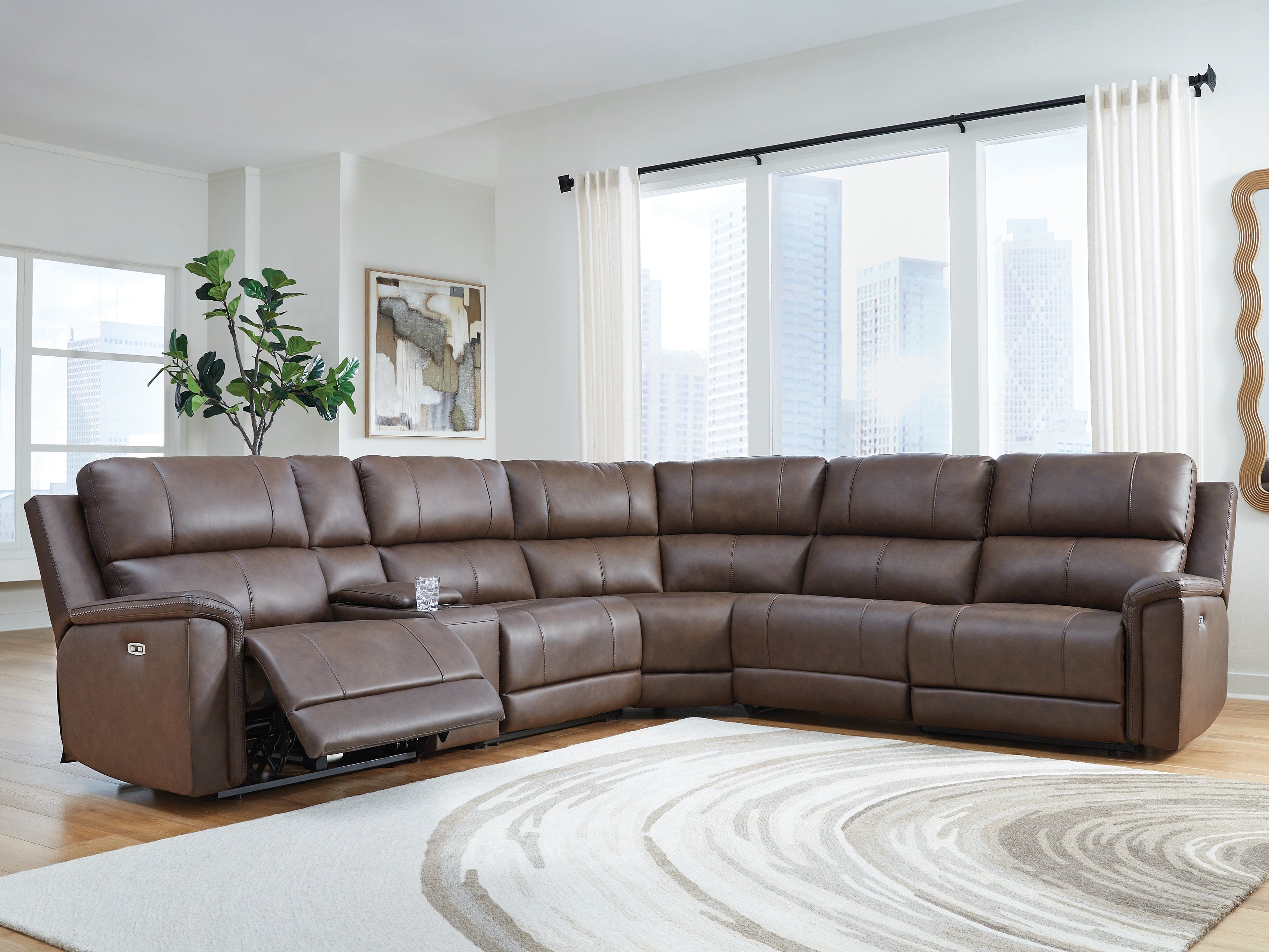 Best Deals Furniture - Ashley Furniture - Bleckley Sectional - 6-Piece Power Reclining Sectional / Espresso - PCU12001S5