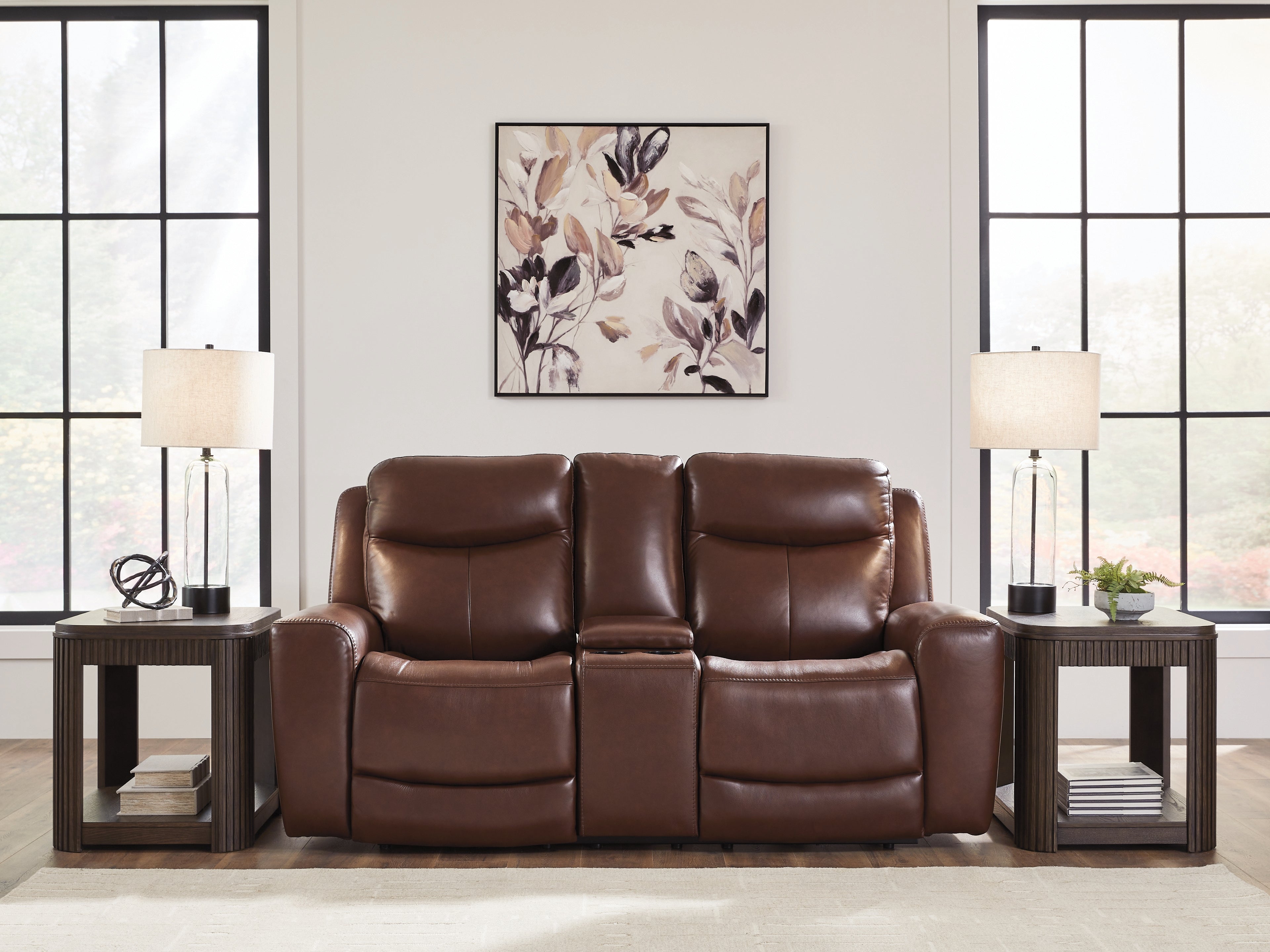 Best Deals Furniture - Ashley Furniture - Next Move Living Room - PWR REC Loveseat/CON/ADJ HDRST / Mahogany - PCU1210218