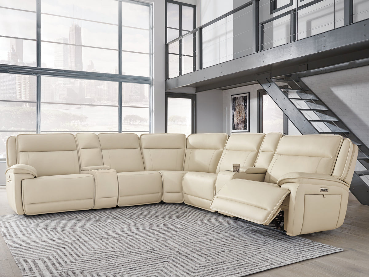 Best Deals Furniture - Ashley Furniture - Double Deal 7-Piece Reclining Sectional with 2 Consoles - 7-Piece Reclining Sectional with 2 Consoles / Almond - U13001S9