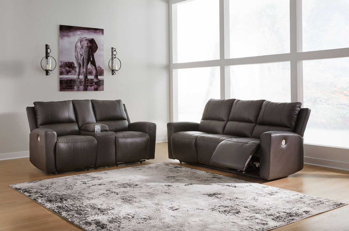 Best Deals Furniture - Ashley Furniture - Boxmere Power Reclining Sofa and Loveseat - Power Reclining Sofa and Loveseat / Storm - U13100U1