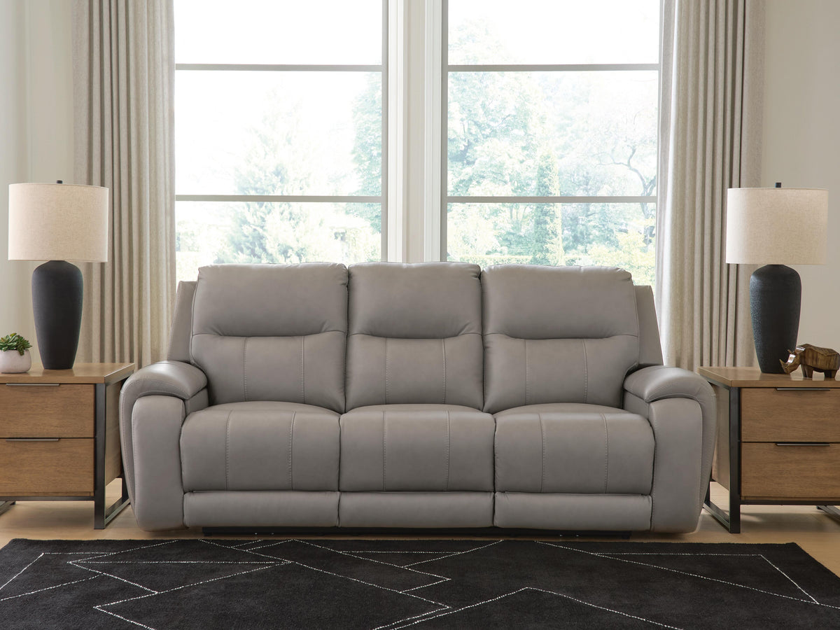 Best Deals Furniture - Ashley Furniture - Real Moments Power Reclining Sofa with Audio Seating - PWR REC Sofa w/Audio Seating - PCU1370015A