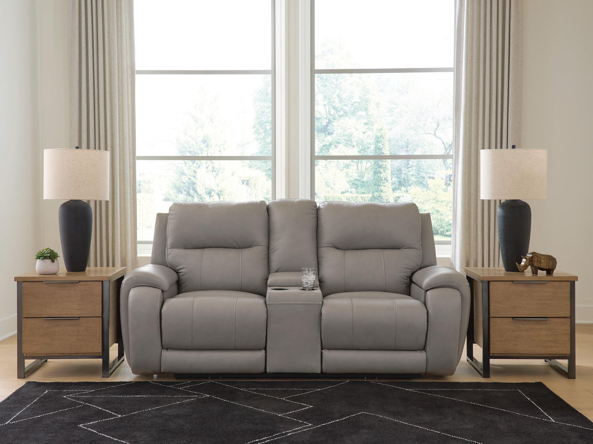 Best Deals Furniture - Ashley Furniture - Real Moments Power Reclining Loveseat with Audio Seating - PWR REC Love w/Audio Seating - PCU1370018A
