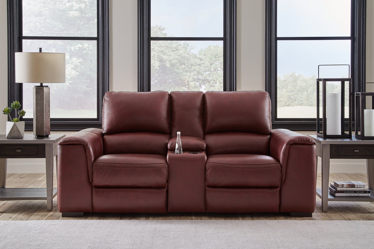 Best Deals Furniture - Ashley Furniture - Alessandro Power Reclining Loveseat with Console - PWR REC Loveseat/CON/ADJ HDRST / Walnut - U2550218