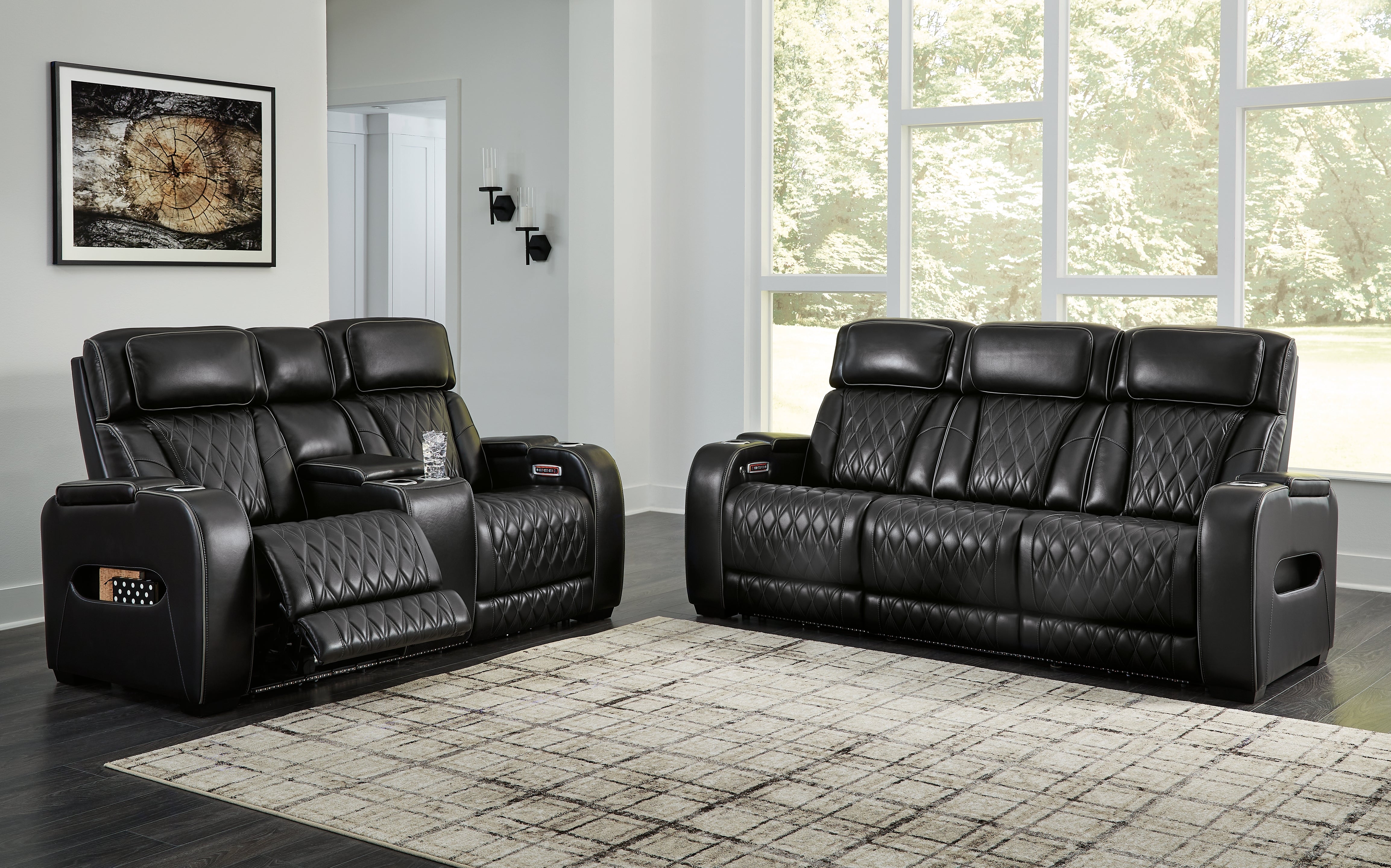 Best Deals Furniture - Ashley Furniture - Boyington Power Reclining Sofa and Loveseat - Power Reclining Sofa and Loveseat / Black - U27106U1
