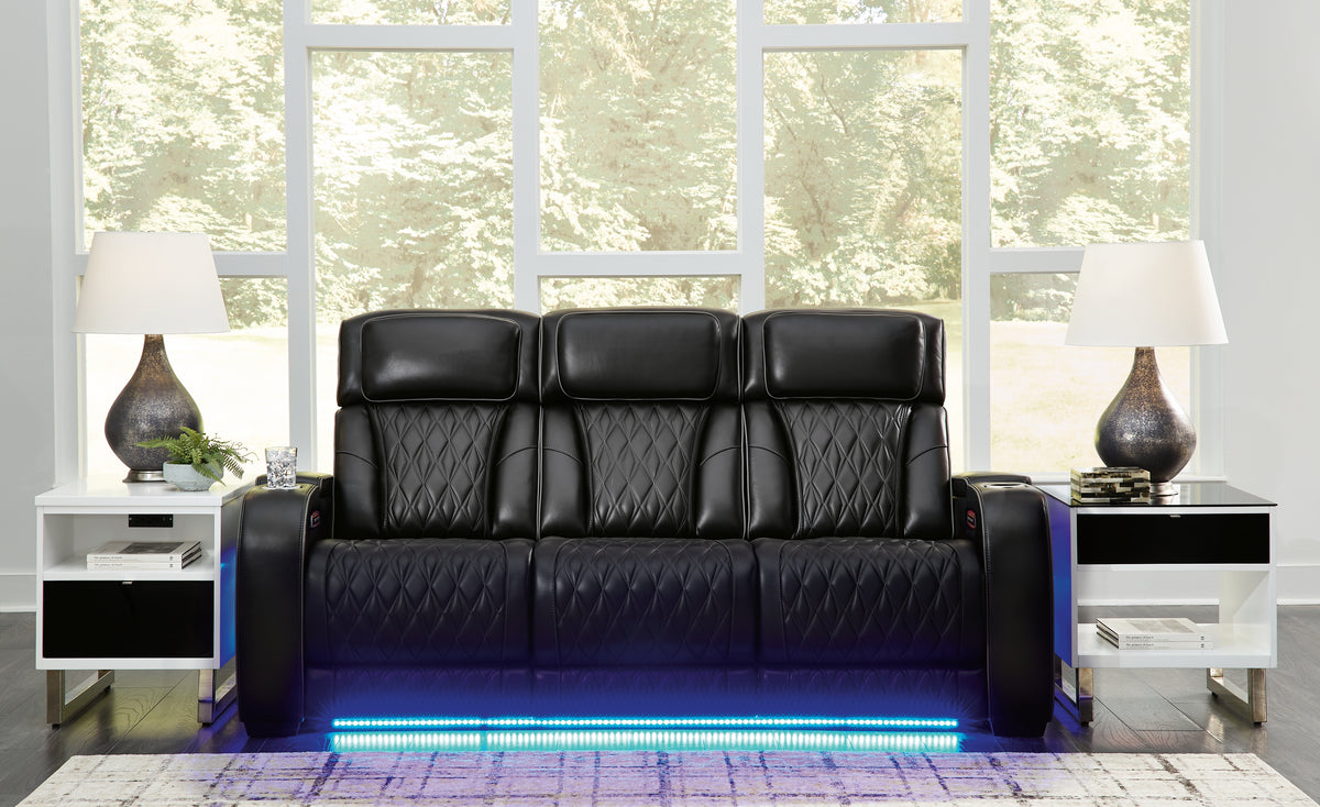 Best Deals Furniture - Ashley Furniture - Boyington Power Reclining Sofa - PWR REC Sofa with ADJ Headrest / Black - U2710615