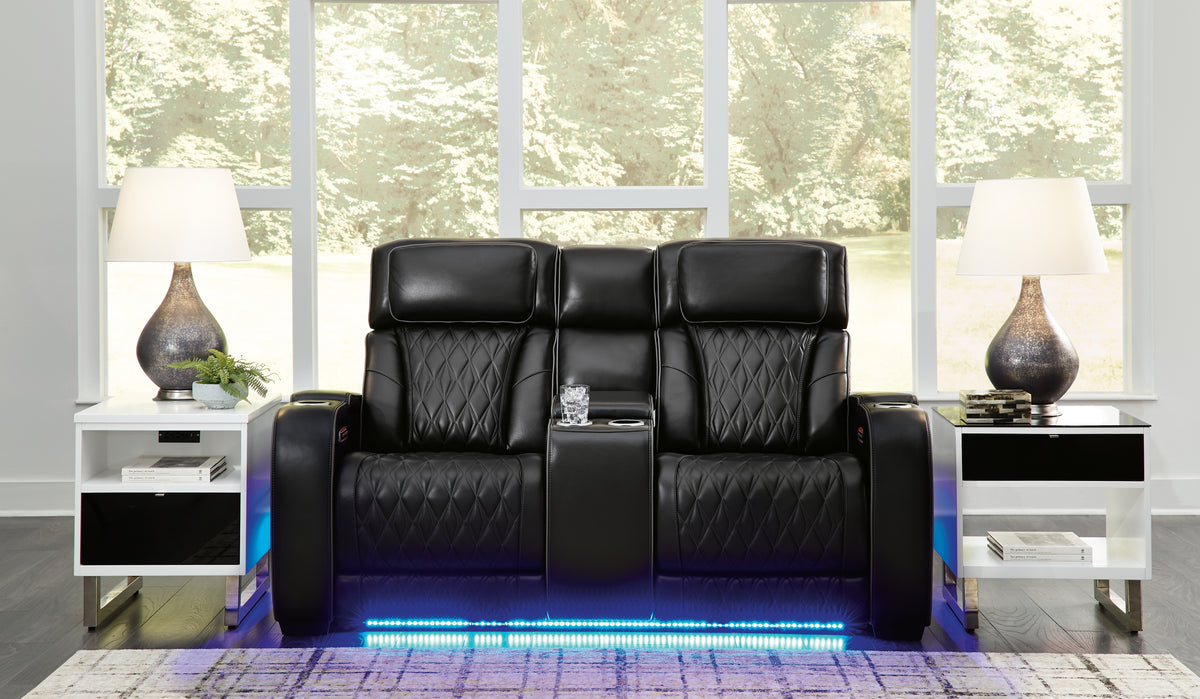 Best Deals Furniture - Ashley Furniture - Boyington Power Reclining Loveseat with Console - PWR REC Loveseat/CON/ADJ HDRST / Black - U2710618