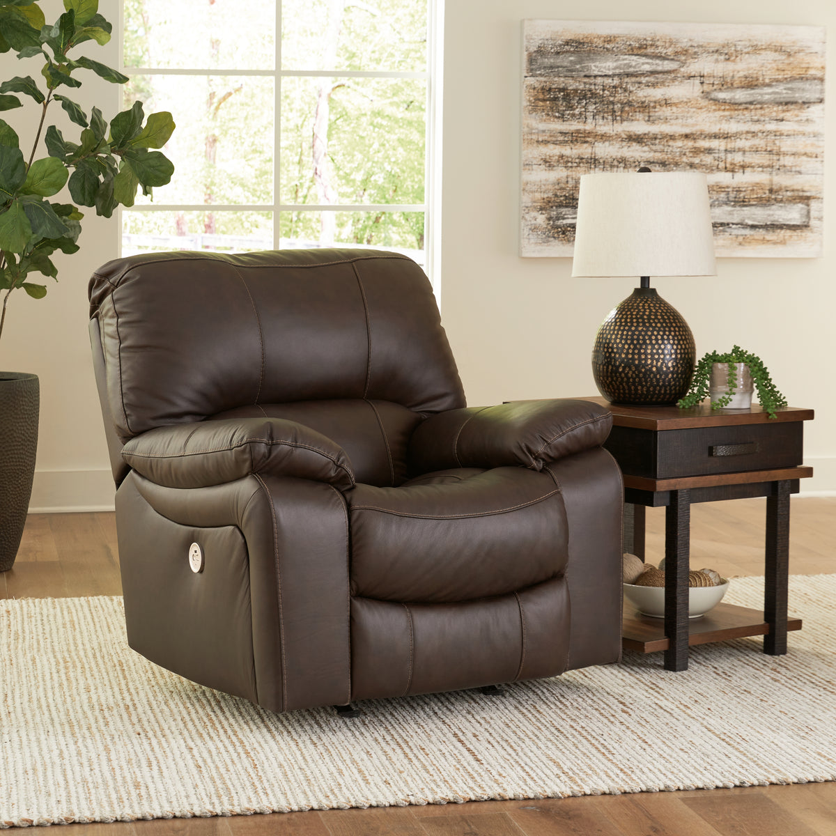 Best Deals Furniture - Ashley Furniture - Leesworth Power Recliner - Power Rocker Recliner / Ocean - U4380998