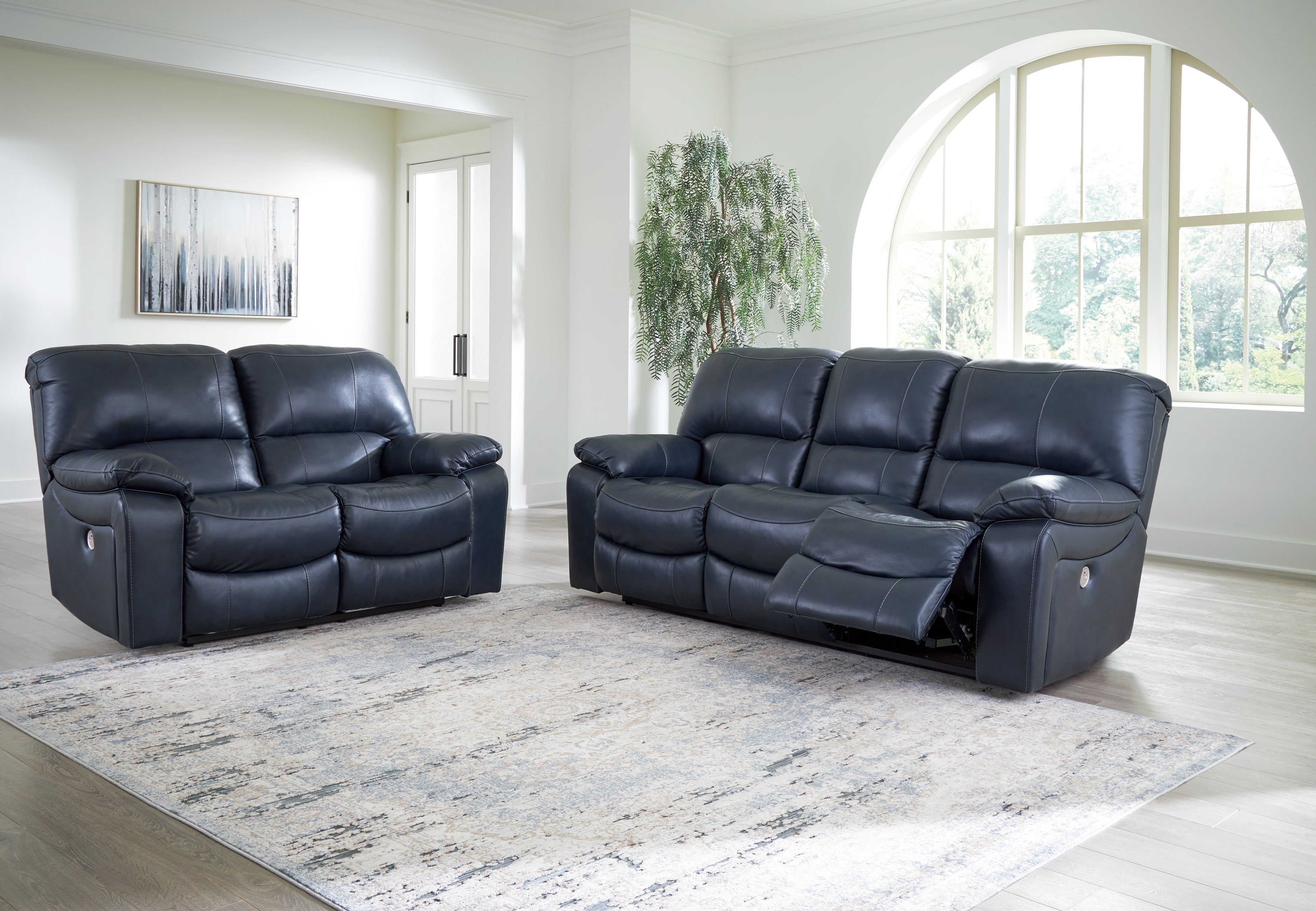 Best Deals Furniture - Ashley Furniture - Leesworth Power Reclining Sofa and Loveseat - Power Reclining Sofa and Loveseat / Ocean - U43809U1
