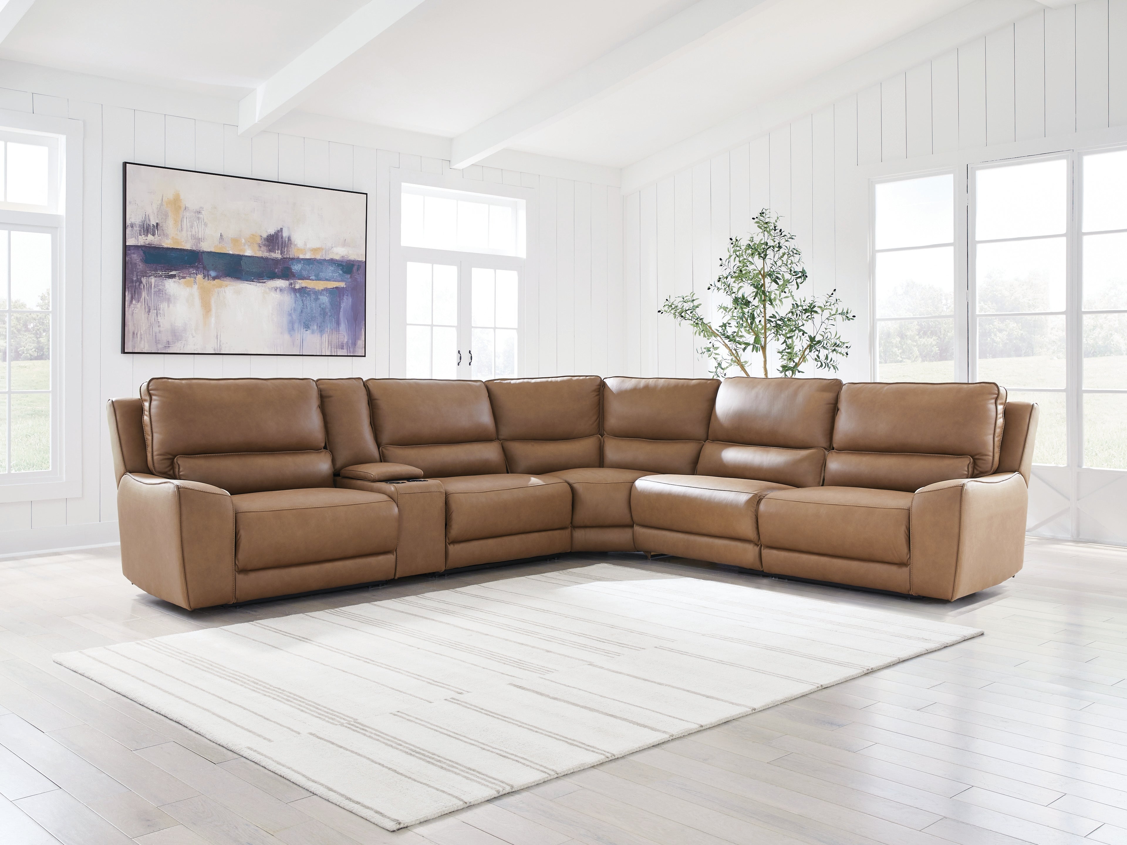 Best Deals Furniture - Ashley Furniture - DeepWakes 6-Piece Reclining Sectional with Storage Console - 6-Piece Reclining Sectional with Storage Console - PCU62606S36