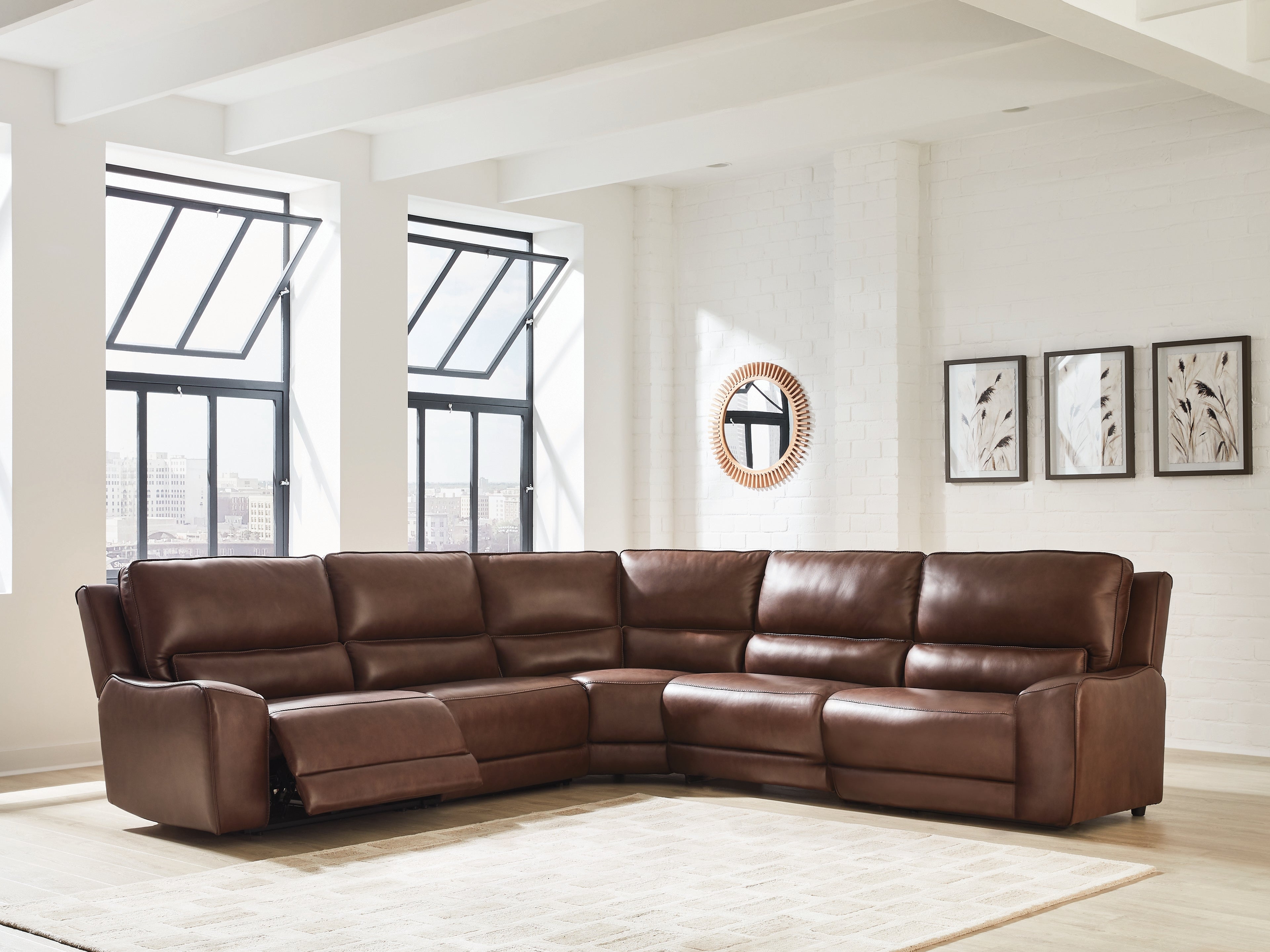 Best Deals Furniture - Ashley Furniture - DeepWakes 5-Piece Power Reclining Sectional - 5-Piece Power Reclining Sectional / Canyon - PCU62607S8