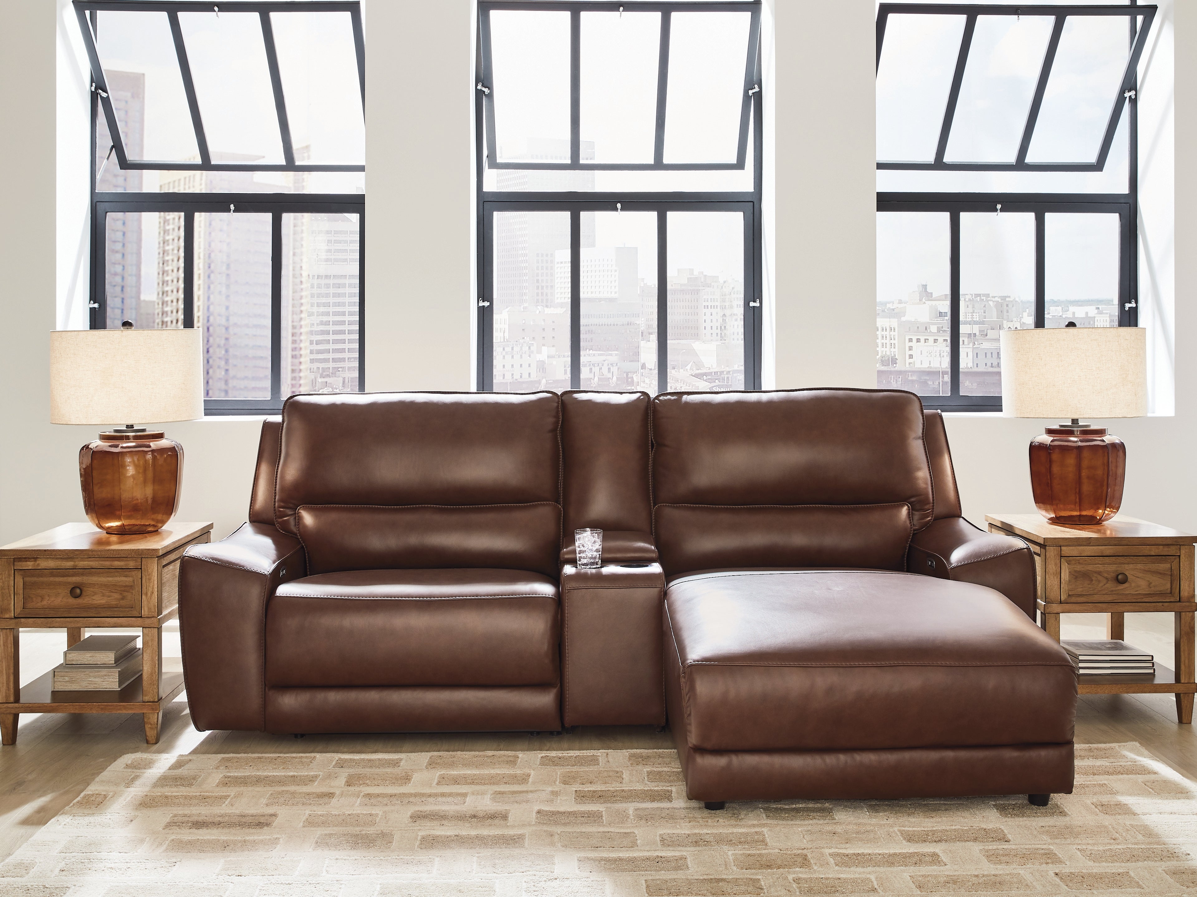 Best Deals Furniture - Ashley Furniture - DeepWakes 3-Piece Power Reclining Sectional with Chaise - 3-Piece Power Reclining Sectional with Chaise / Canyon - PCU62607S4