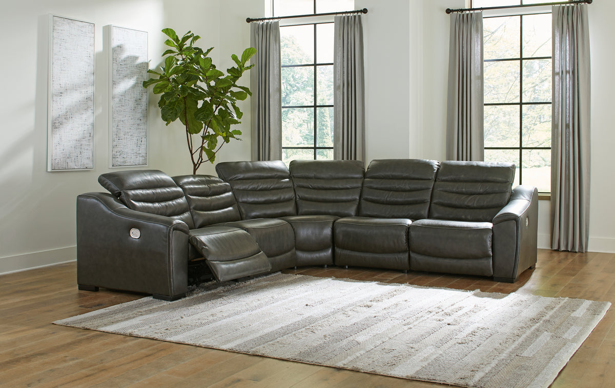 Best Deals Furniture - Ashley Furniture - Center Line 5-Piece Power Reclining Sectional - 5-Piece Power Reclining Sectional / Dark Gray - U63404S3