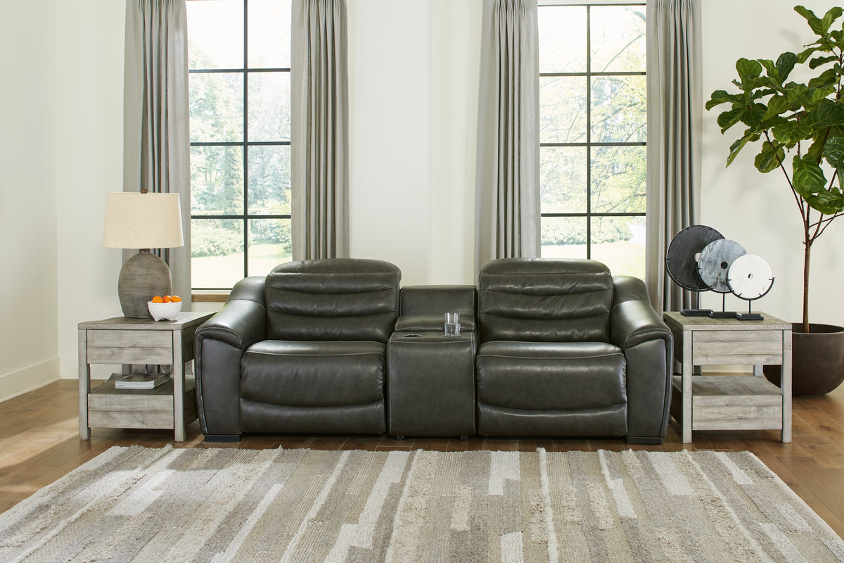 Best Deals Furniture - Ashley Furniture - Center Line 3-Piece Power Reclining Loveseat with Console - 3-Piece Power Reclining Loveseat with Console / Dark Gray - U63404S2