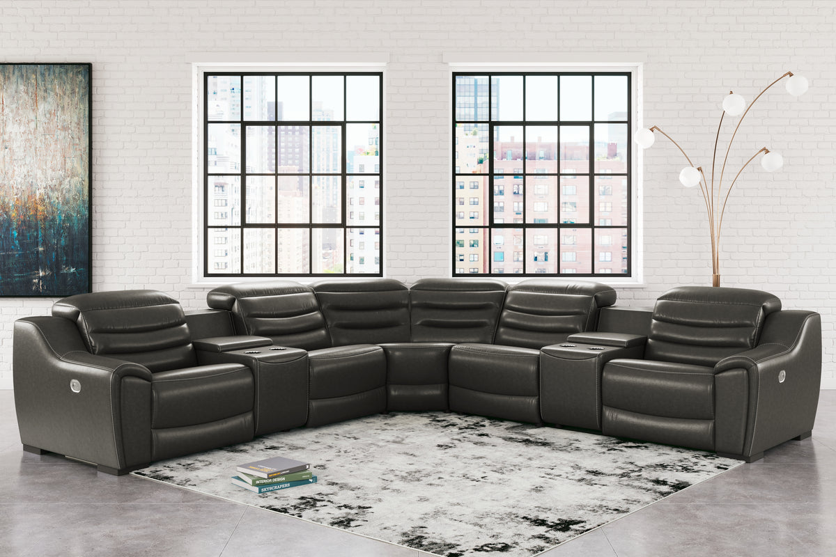 Best Deals Furniture - Ashley Furniture - Center Line 7-Piece Power Reclining Sectional - 7-Piece Power Reclining Sectional / Dark Gray - U63404S7
