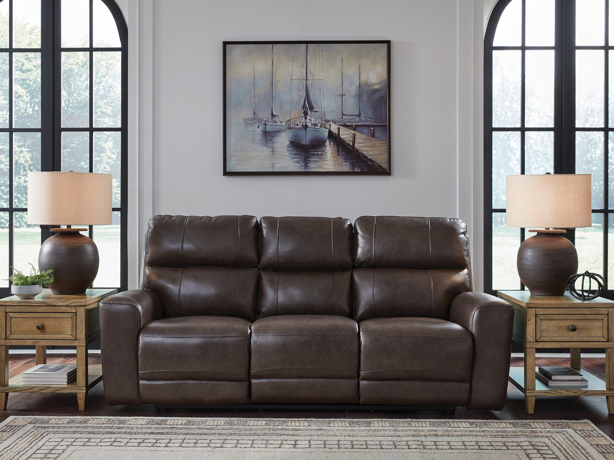 Best Deals Furniture - Ashley Furniture - Crossplex Power Reclining Sofa - PWR REC Sofa with ADJ Headrest / Smoke - PCU6450615