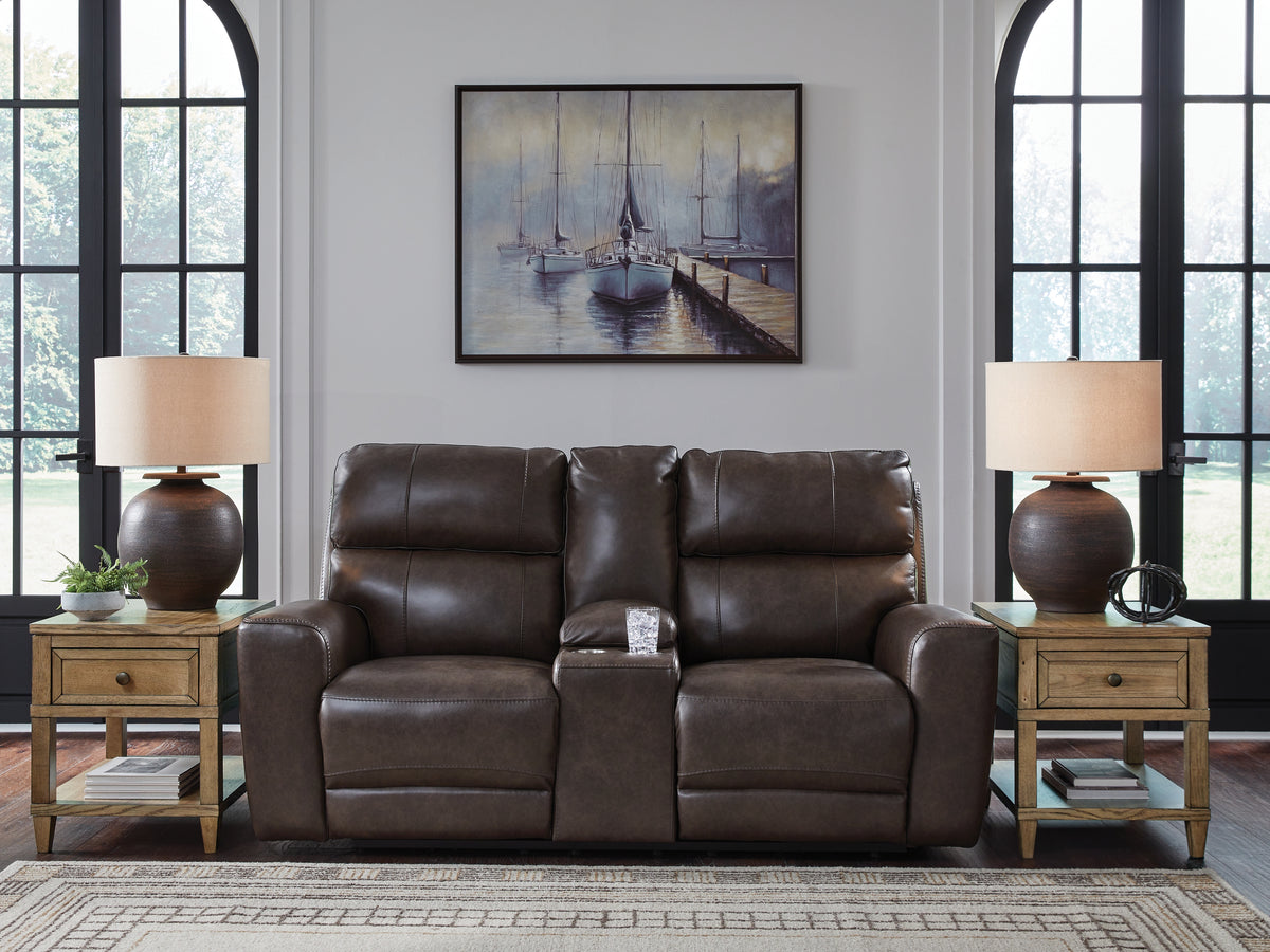 Best Deals Furniture - Ashley Furniture - Crossplex Power Reclining Loveseat with Console - PWR REC Loveseat/CON/ADJ HDRST / Smoke - PCU6450618